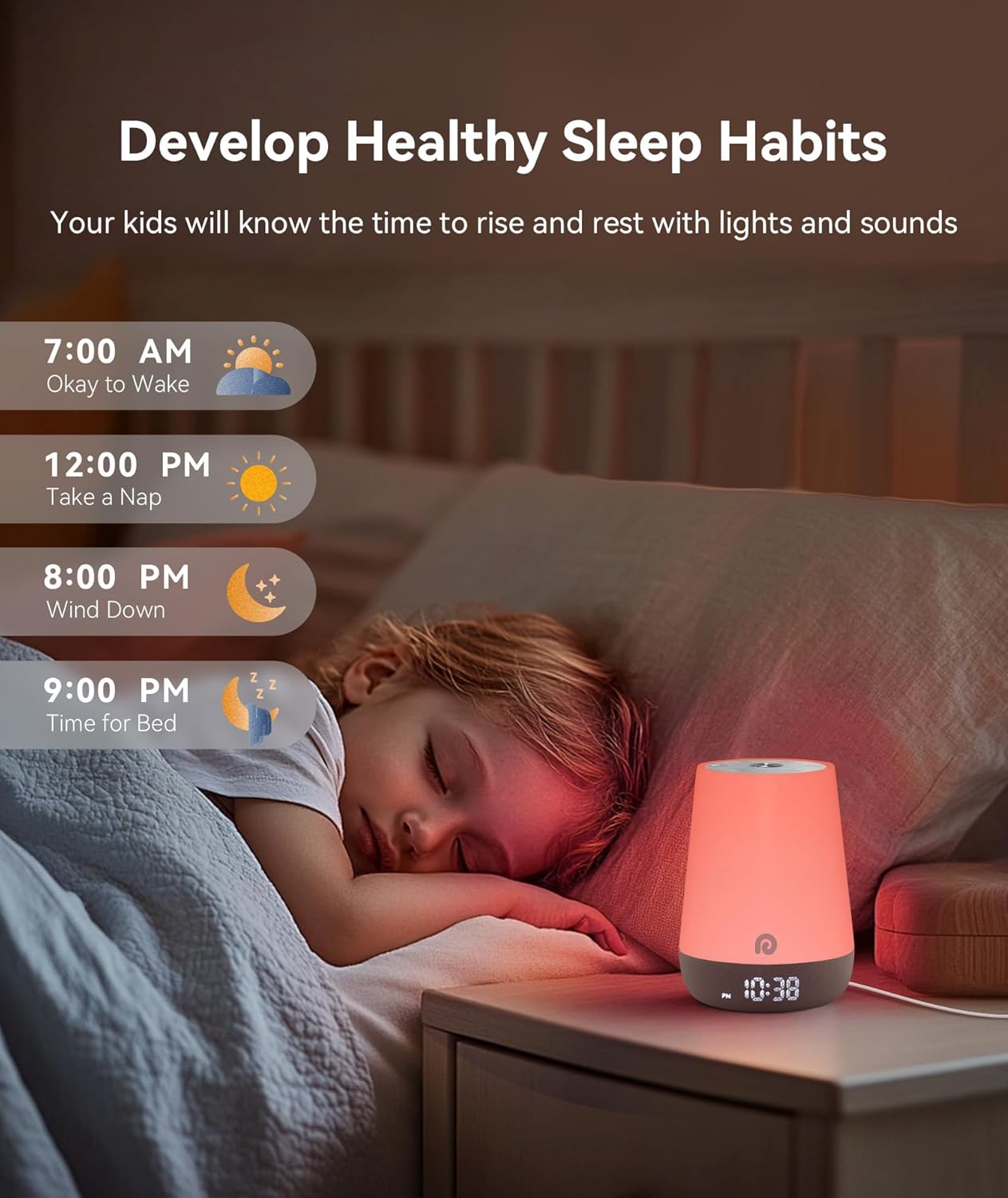 Dreamegg White Noise Machine & Sleep Trainer Clock for Kids - Soothing DEMO