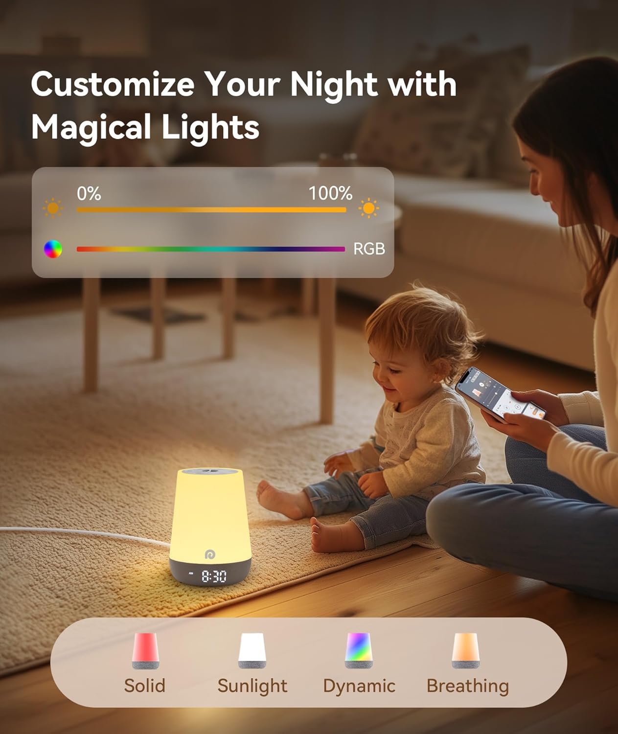 Dreamegg White Noise Machine & Sleep Trainer Clock for Kids - Soothing DEMO