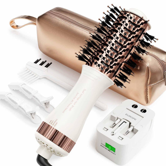 4-in-1 Mini Hot Air Styler Brush with Titanium Barrel for All Hair Types, DEMO