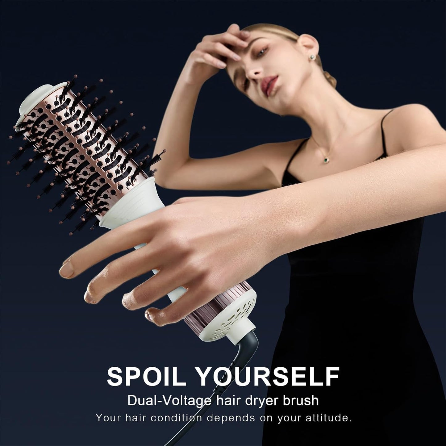4-in-1 Mini Hot Air Styler Brush with Titanium Barrel for All Hair Types, DEMO