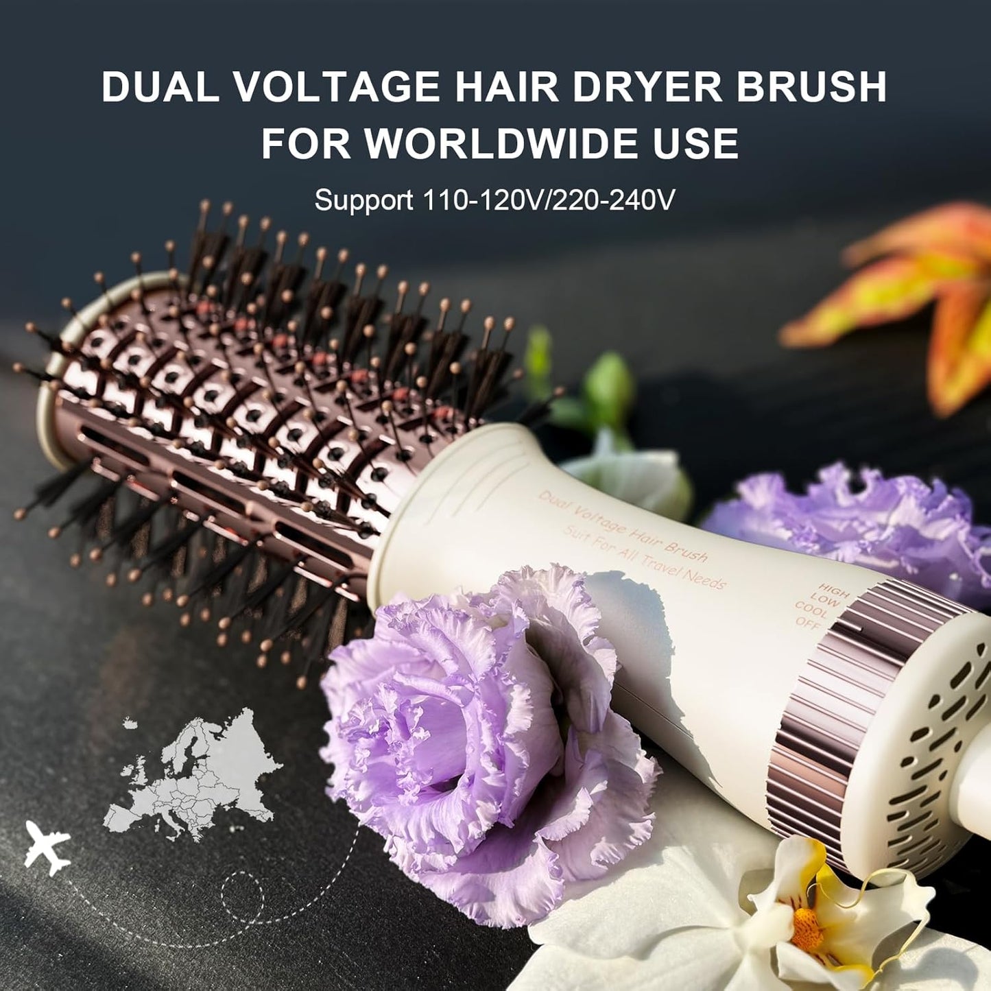 4-in-1 Mini Hot Air Styler Brush with Titanium Barrel for All Hair Types, DEMO