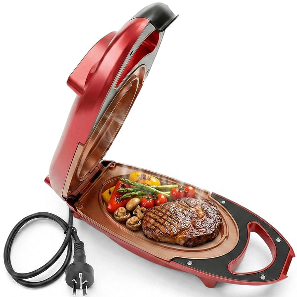 800W Non-Stick Red Electric Pressure Cooker for Steaks, Omelettes & More DEMO