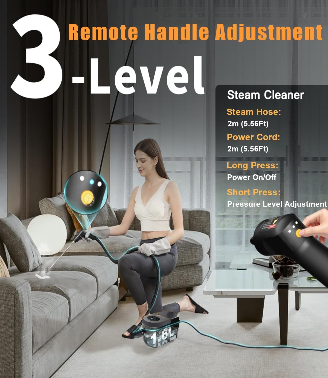 MOLDPOLD Handheld Steam Cleaner with 12-Piece Accessories 3-Speed DEMO