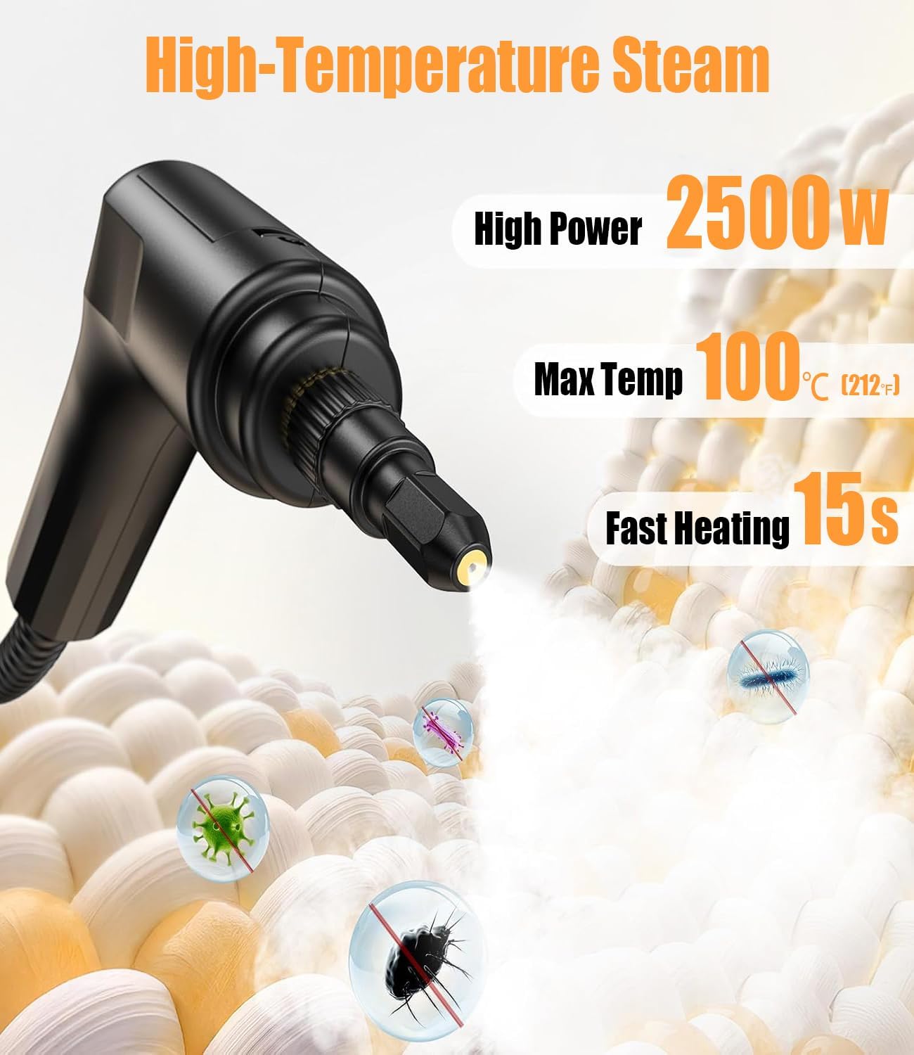 MOLDPOLD Handheld Steam Cleaner with 12-Piece Accessories 3-Speed DEMO
