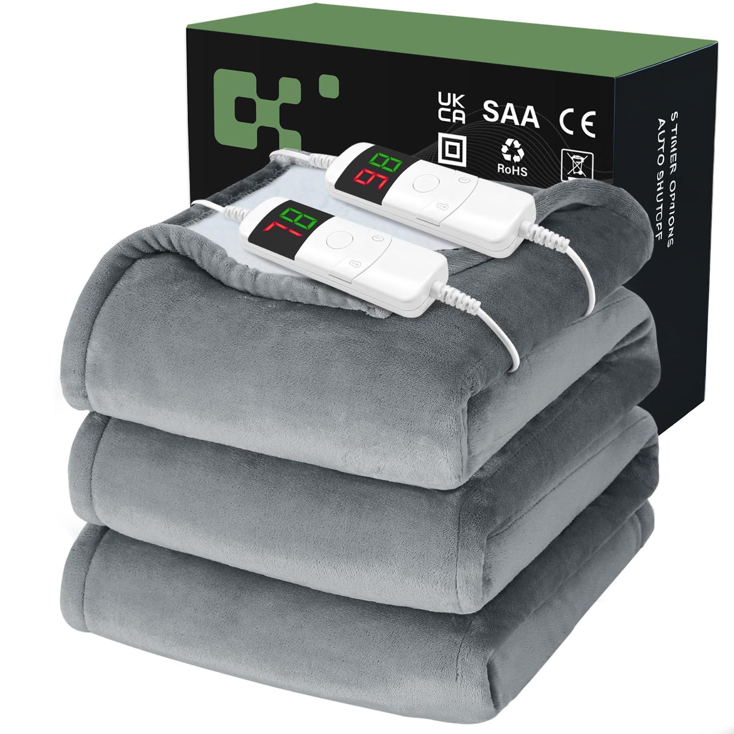 BOMOVA Electric Heated Blanket Dual Control Throws Dark Gray 180x200cm DEMO