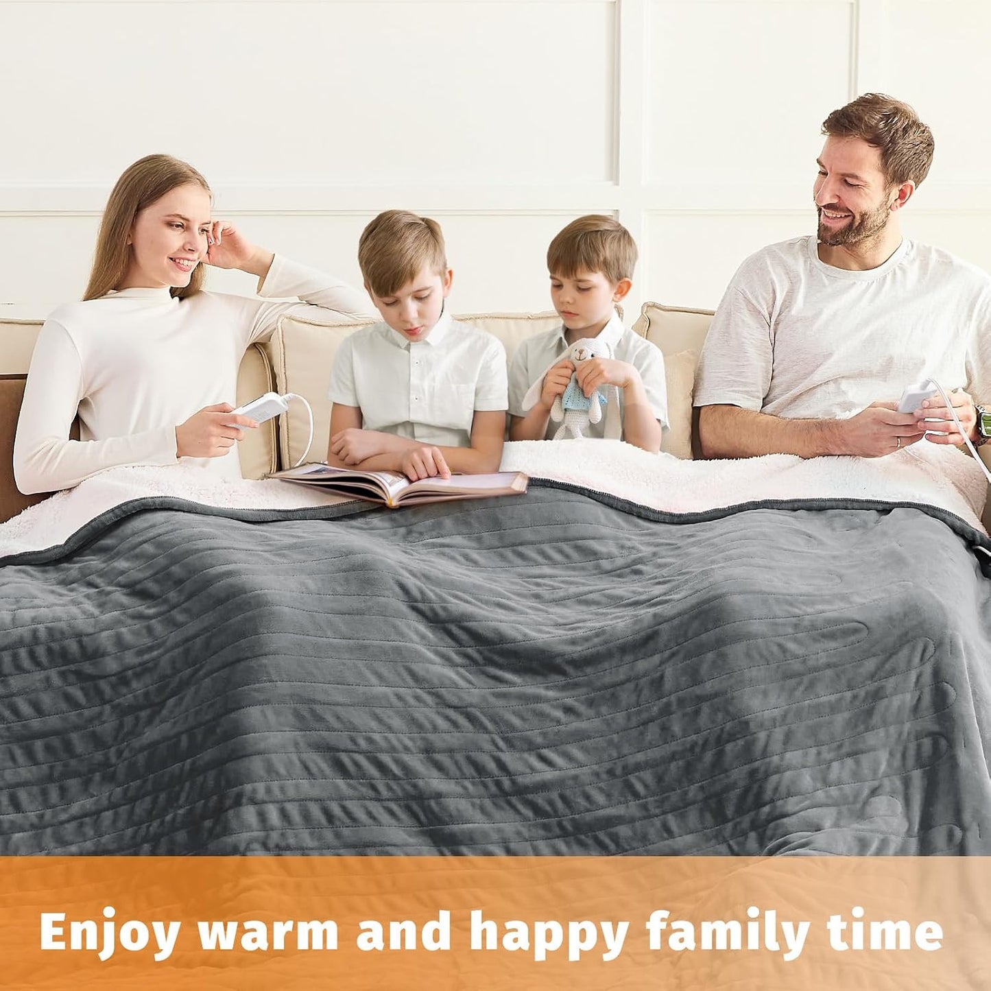 BOMOVA Electric Heated Blanket Dual Control Throws Dark Gray 180x200cm DEMO