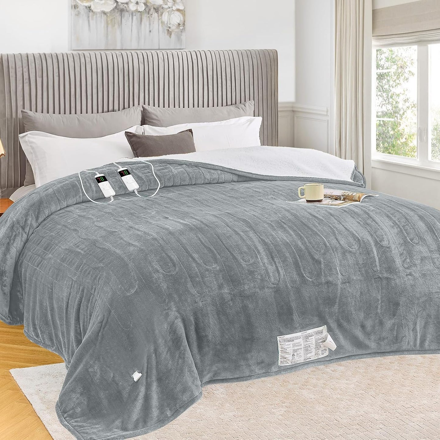 BOMOVA Electric Heated Blanket Dual Control Throws Dark Gray 180x200cm DEMO