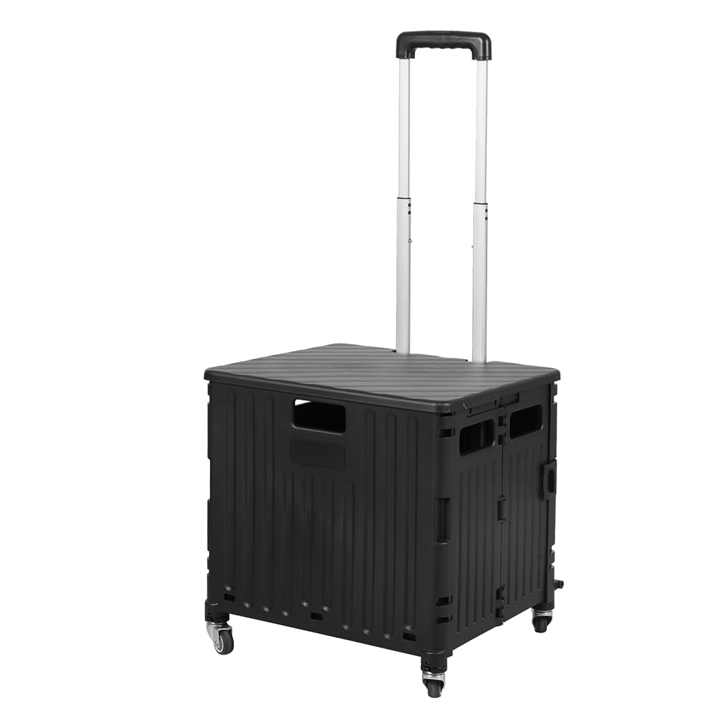 Levede Foldable Grocery Shopping Trolley Cart with Lid, Collapsible Black DEMO