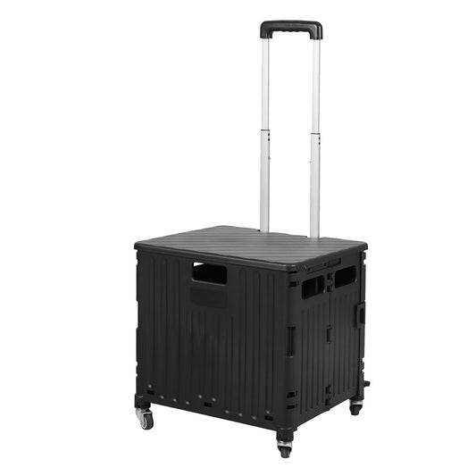 Levede Foldable Grocery Shopping Trolley Cart with Lid, Collapsible Black DEMO