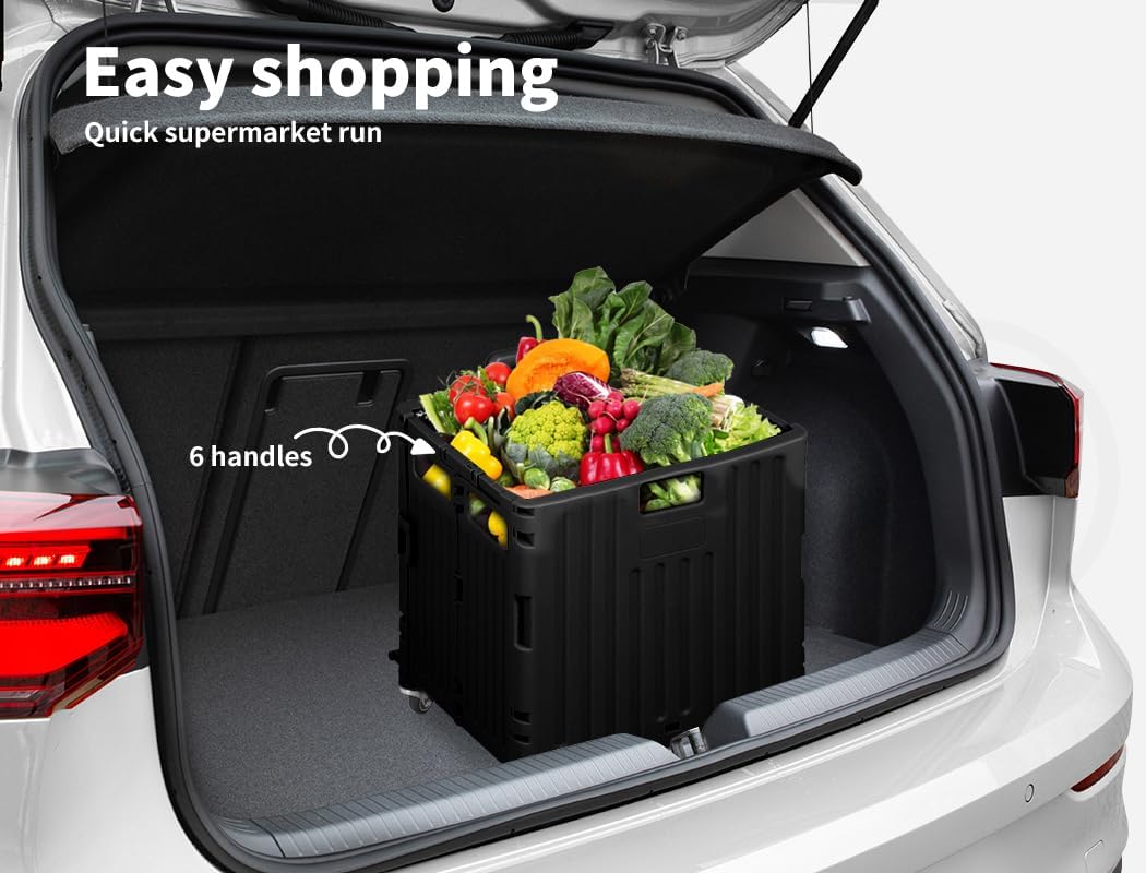 Levede Foldable Grocery Shopping Trolley Cart with Lid, Collapsible Black DEMO