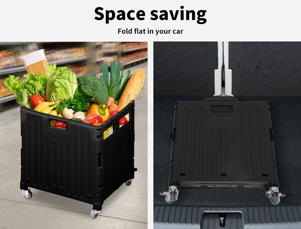Levede Foldable Grocery Shopping Trolley Cart with Lid, Collapsible Black DEMO