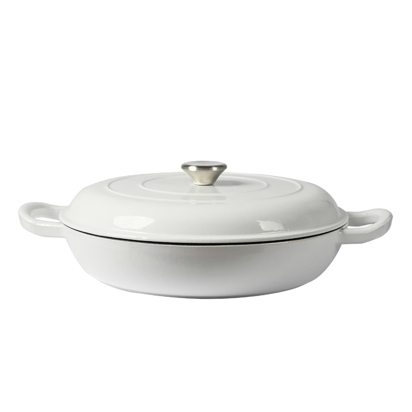 TOQUE Enameled Cast Iron Dutch Oven 3.5L Cooking Pot with Lid, White, DEMO
