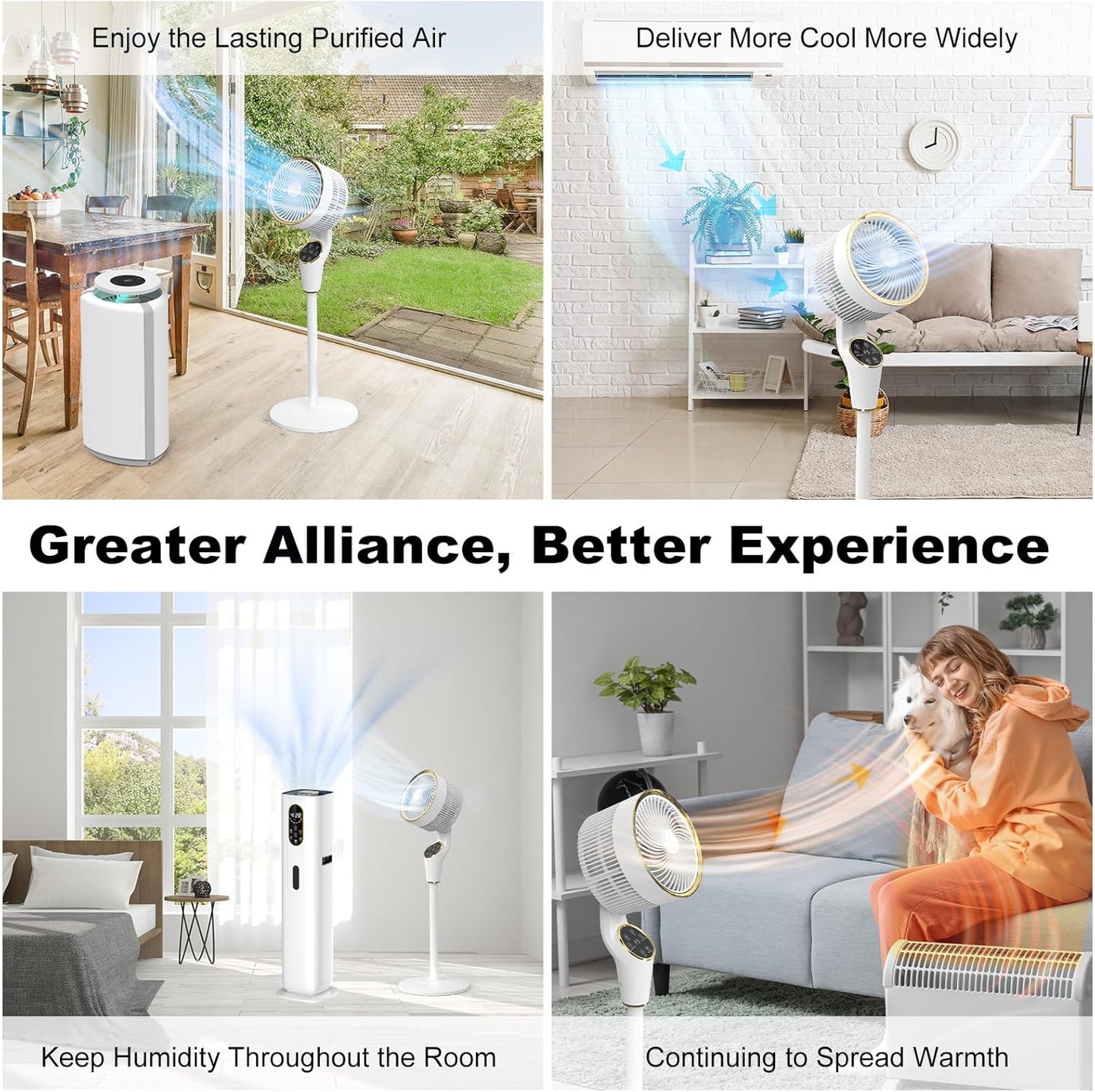 ADVWIN 97cm Portable Pedestal Fan, 8 Speeds, White Air Circulator for Home DEMO