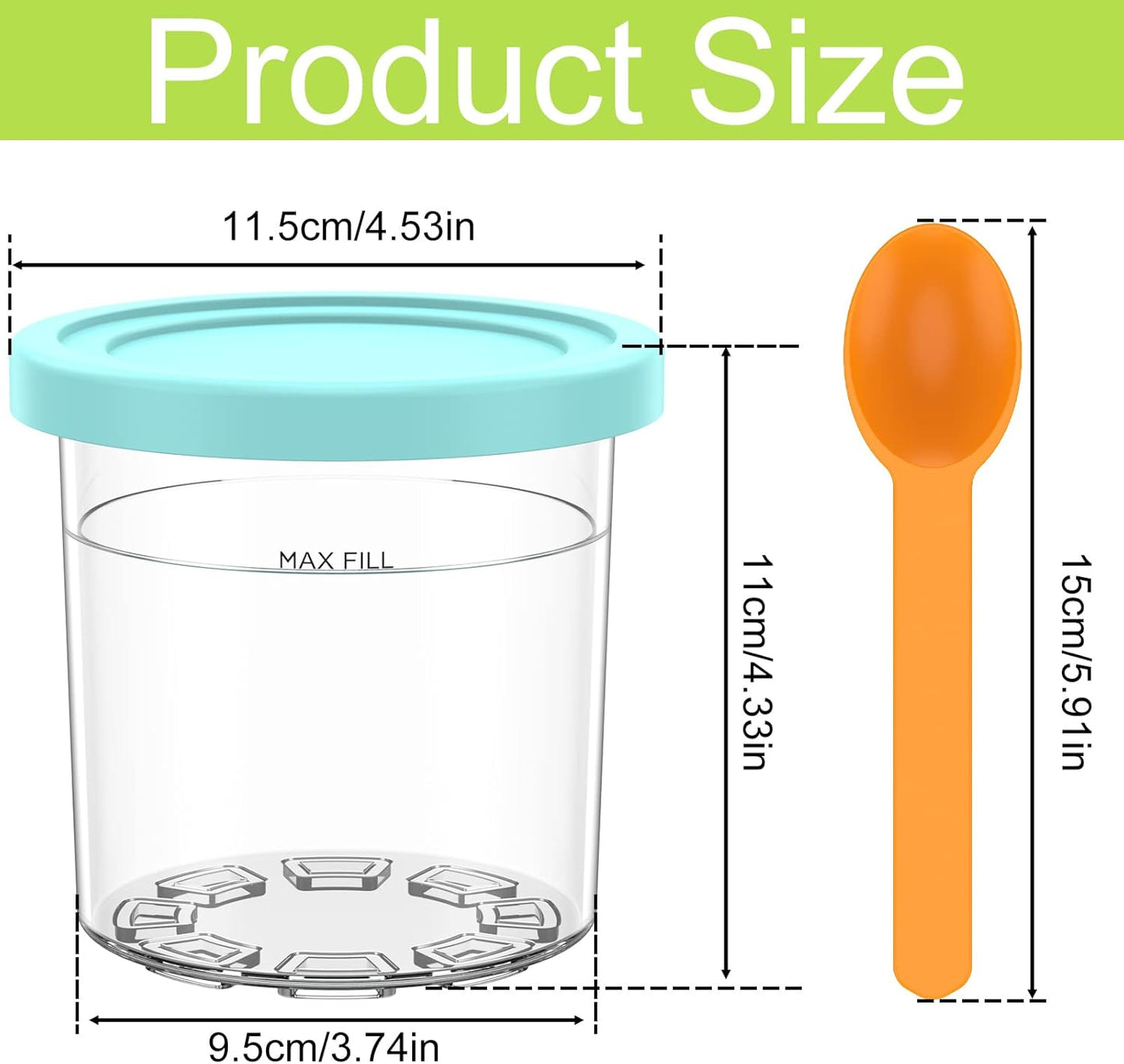 Stackable Ice Cream Pints Container Reusable Transparent with Colorful Lid DEMO