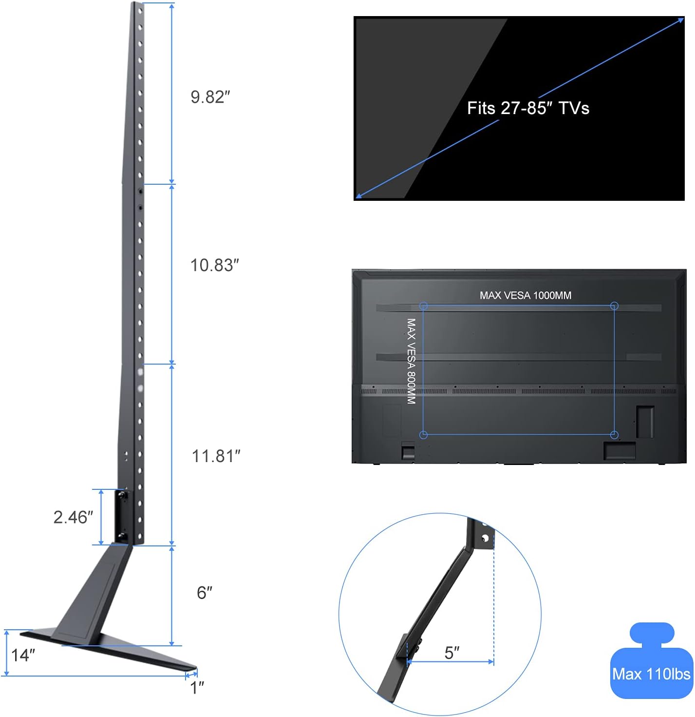 suptek TV Mount Stand for 27 to 85 Inch LED LCD Flat Screen TVs in Black DEMO