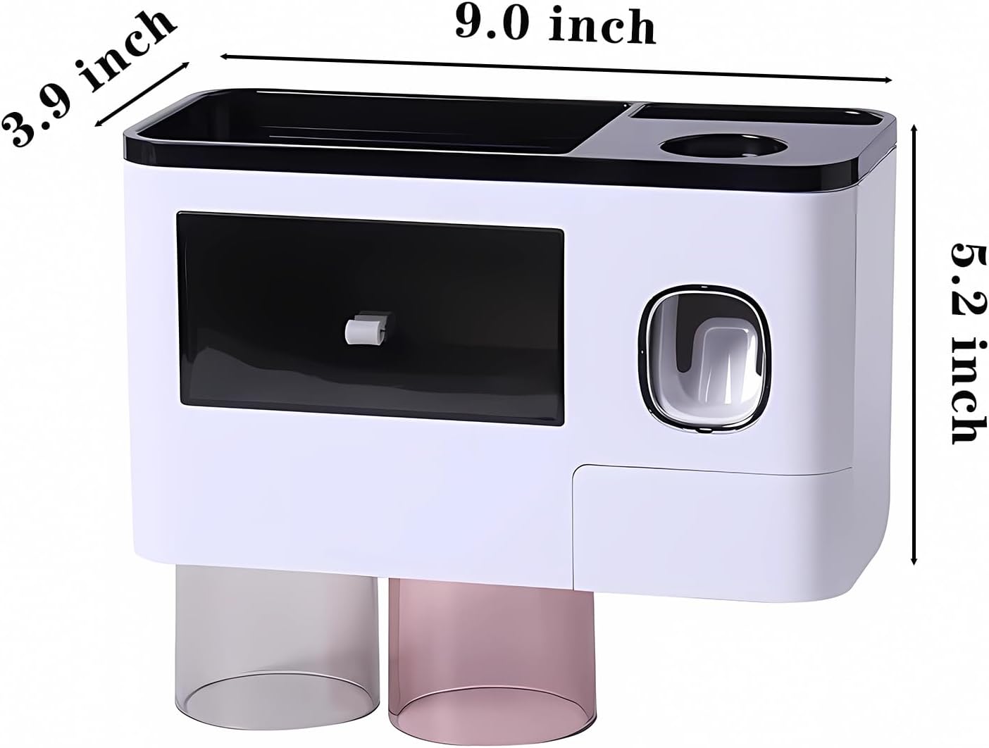 Hushnow Children's Bath Toothbrush Holder Wall Mount with Drawers Black DEMO
