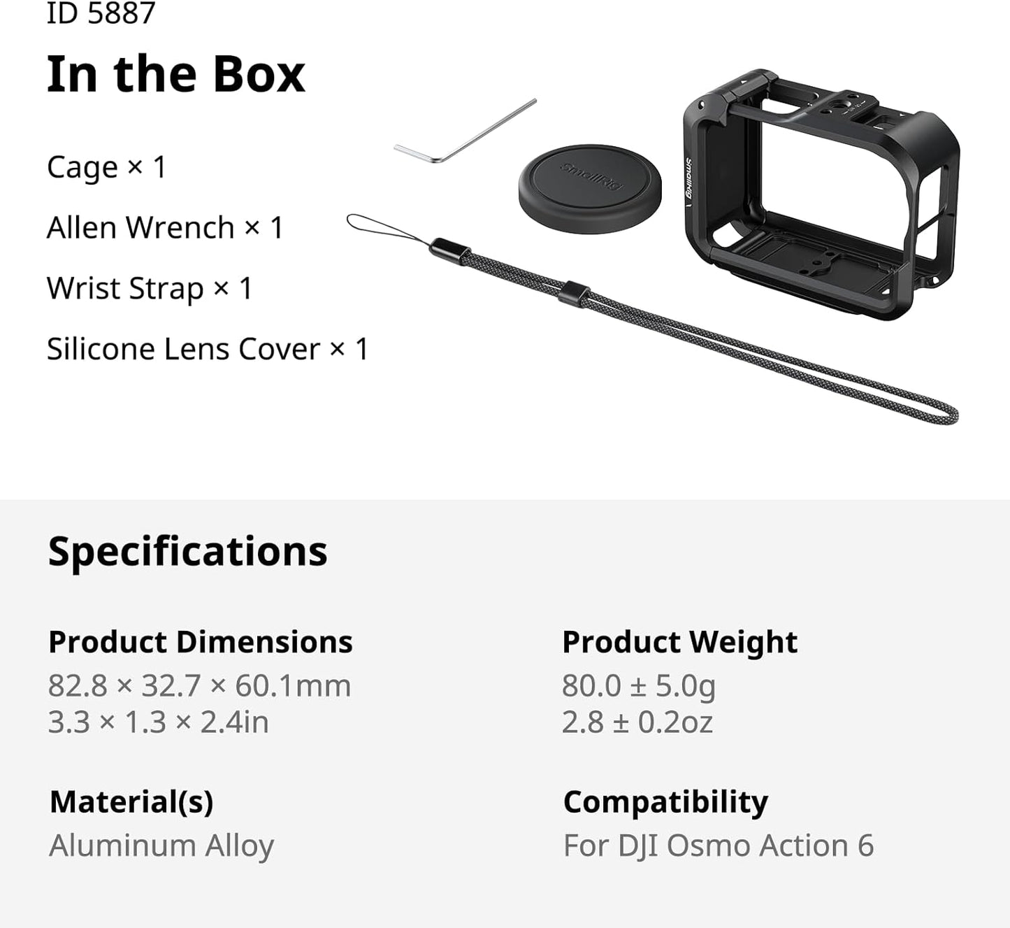 SMALLRIG Aluminum Alloy Camera Cage for DJI Osmo Action 6 Advanced Edition DEMO