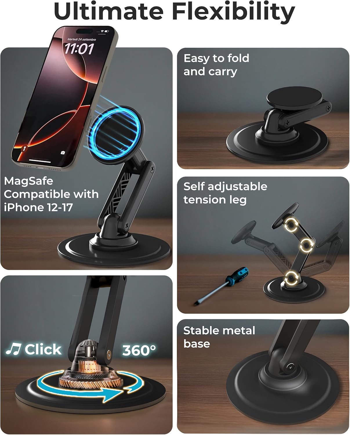 COOPER Magnetic Stands Phone Stand for Desk - Stealth Black Holder DEMO