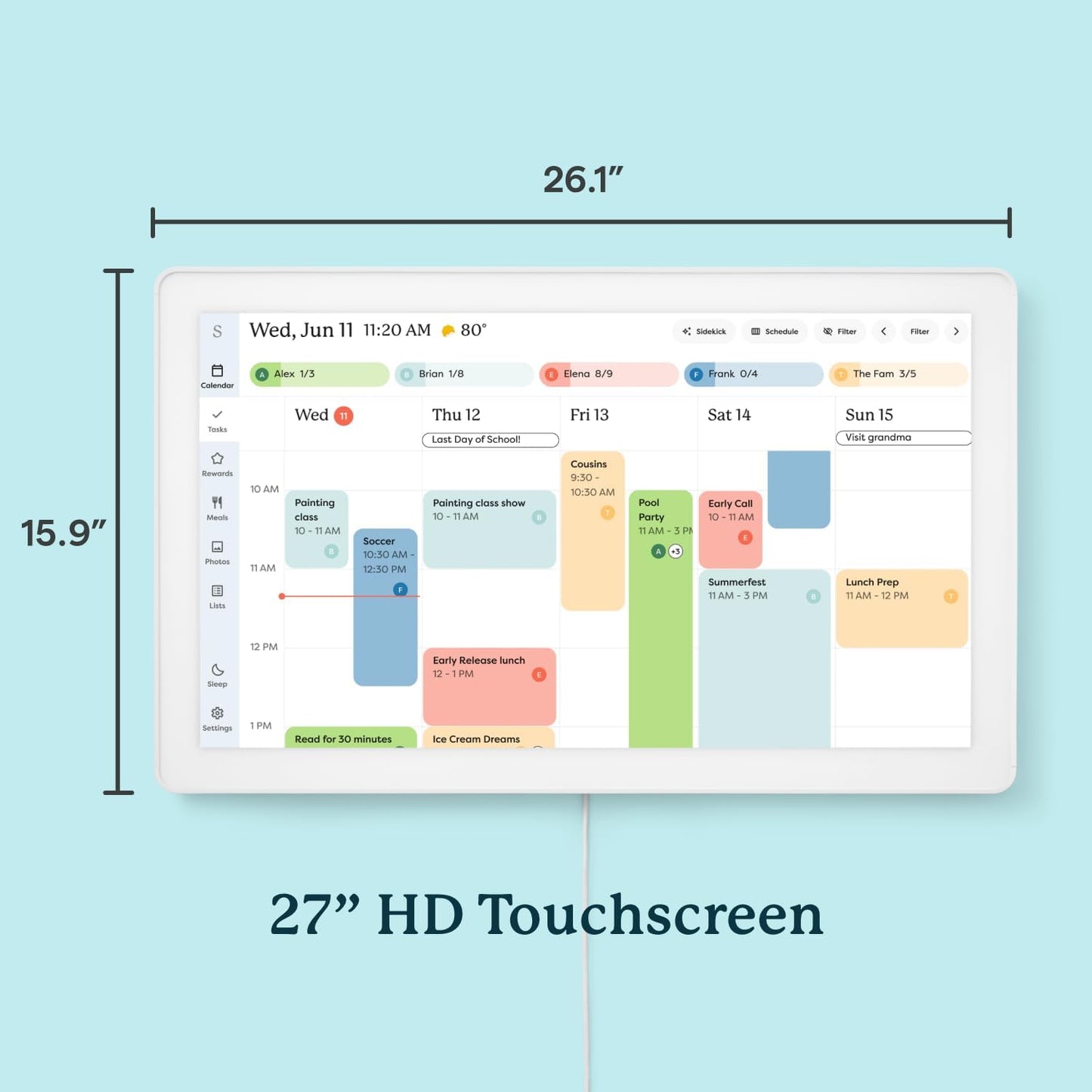 Skylight 27-Inch Smart Digital Calendar & Chore Chart Family Organizer Wall NEW