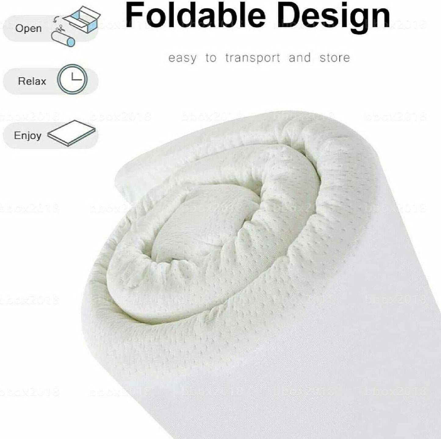 fandcy 4CM Memory Foam Mattress Topper with Bamboo Cover, White, Queen Size NEW