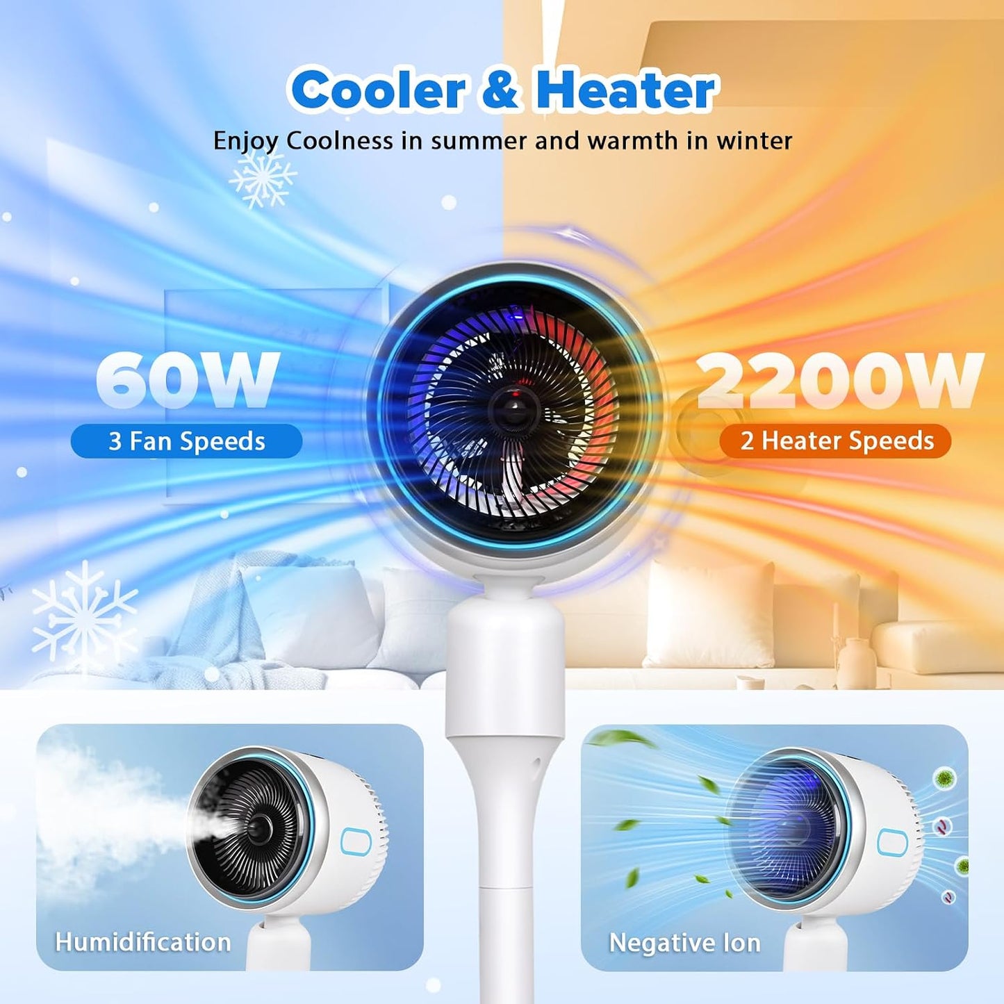 ADVWIN Air Heating Purifier with Humidifier, Negative Ion Filtration, for DEMO