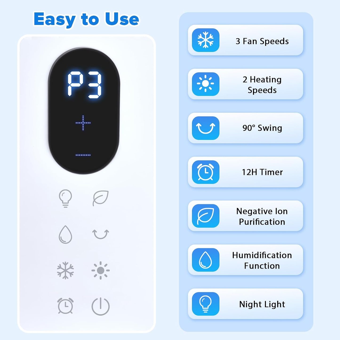 ADVWIN Air Heating Purifier with Humidifier, Negative Ion Filtration, for DEMO