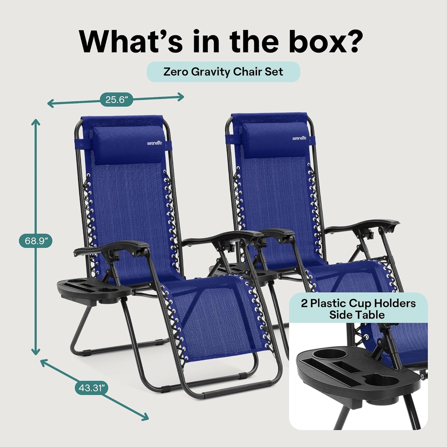 SereneLife Adjustable Chairs Steel Mesh Recliner Chair in Blue, One Size DEMO