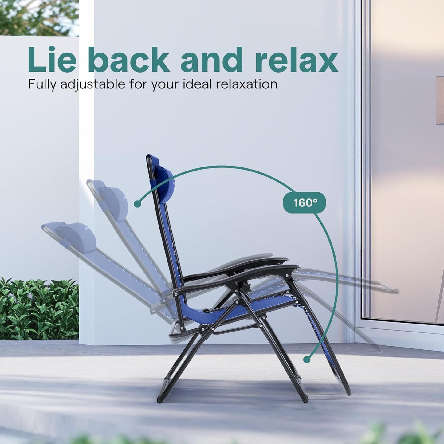 SereneLife Adjustable Chairs Steel Mesh Recliner Chair in Blue, One Size DEMO