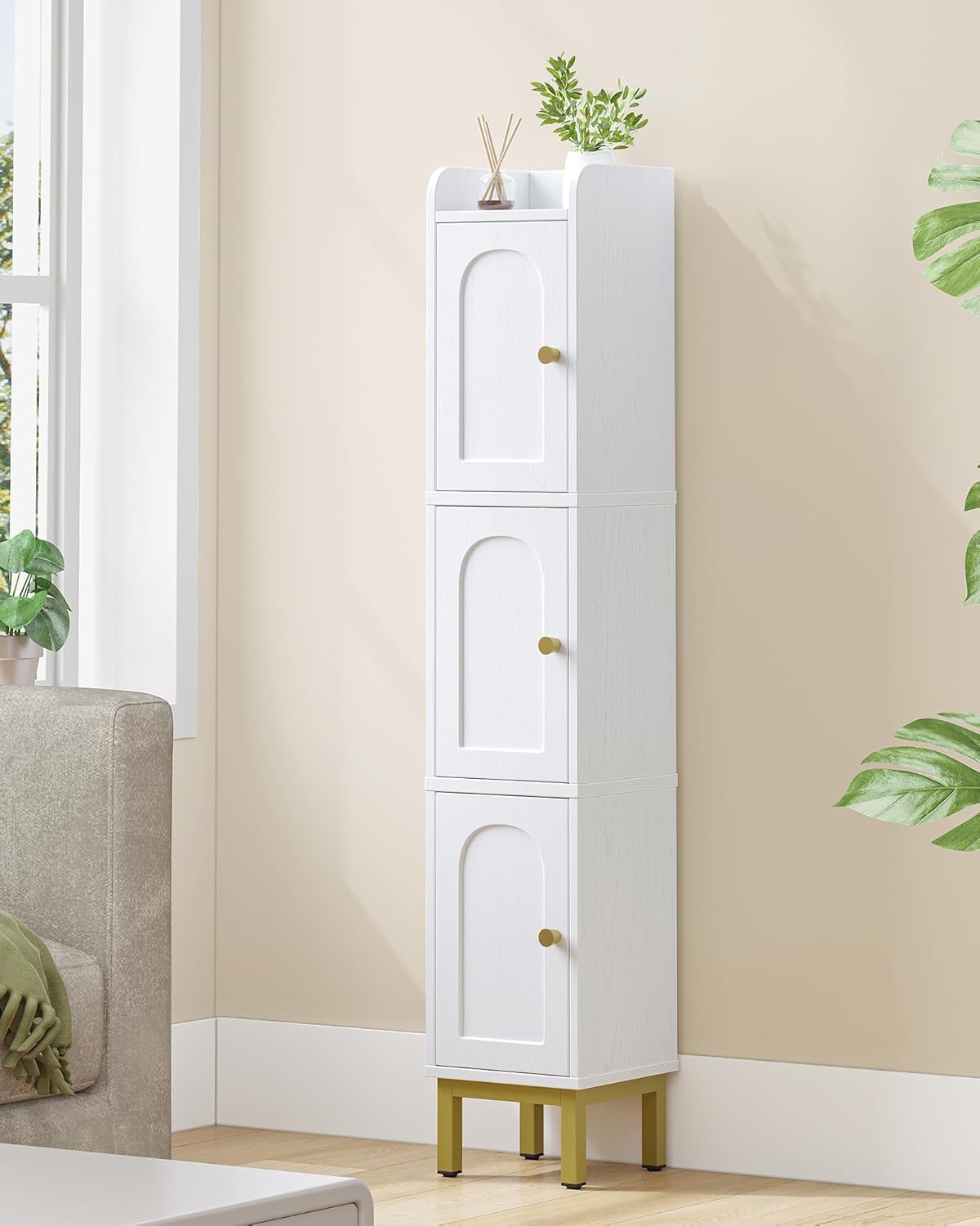 Hzuaneri Slim Bathroom Storage Cabinet Narrow Organizer Floor 20 x 108.5 DEMO