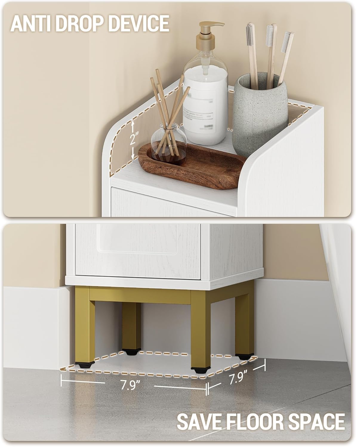 Hzuaneri Slim Bathroom Storage Cabinet Narrow Organizer Floor 20 x 108.5 DEMO