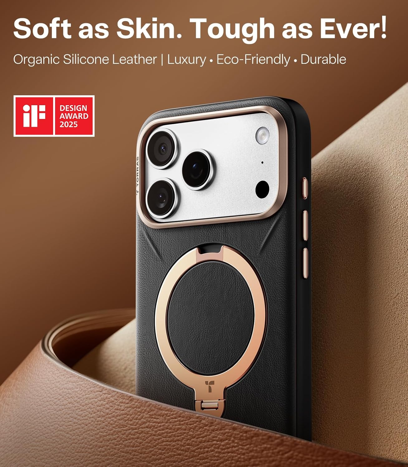 TORRAS Organic Basic Cases Leather iPhone 17 Pro Max Case with Stand, DEMO
