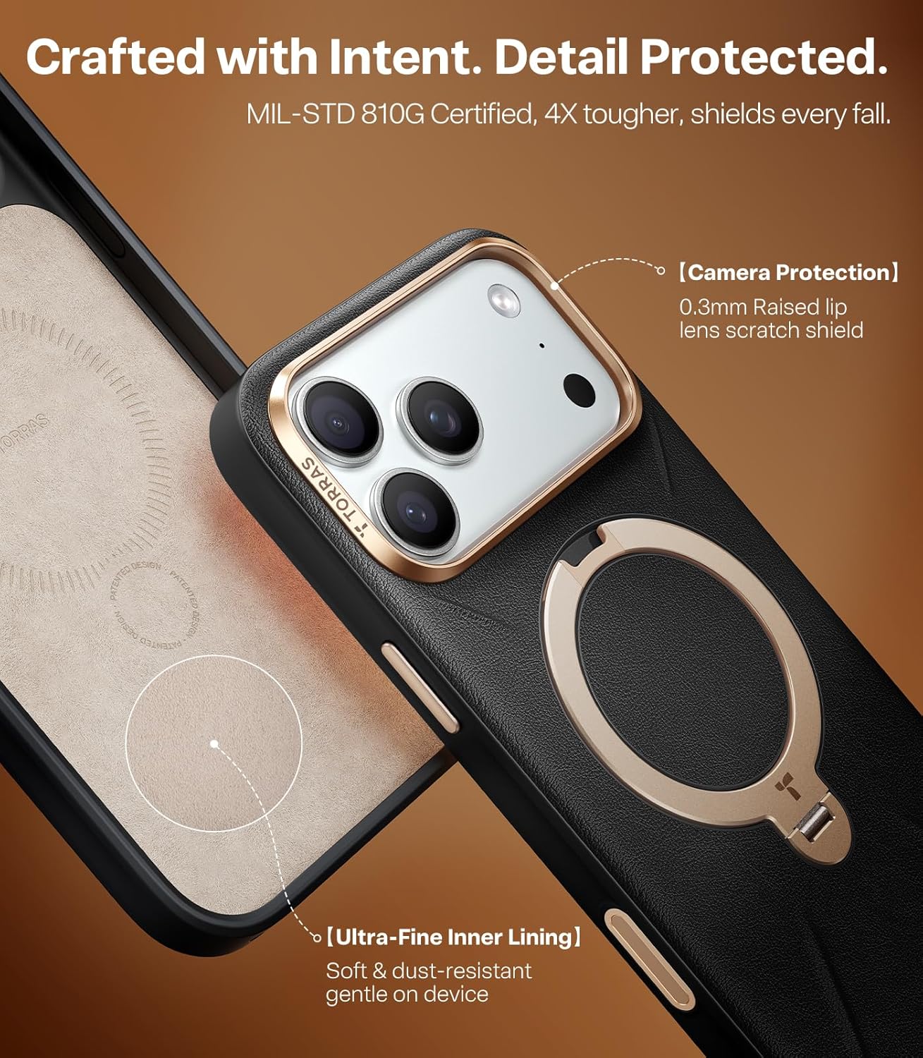 TORRAS Organic Basic Cases Leather iPhone 17 Pro Max Case with Stand, DEMO