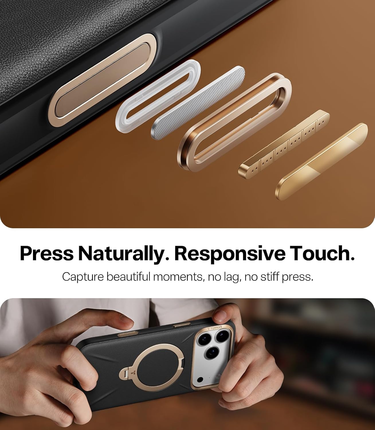 TORRAS Organic Basic Cases Leather iPhone 17 Pro Max Case with Stand, DEMO