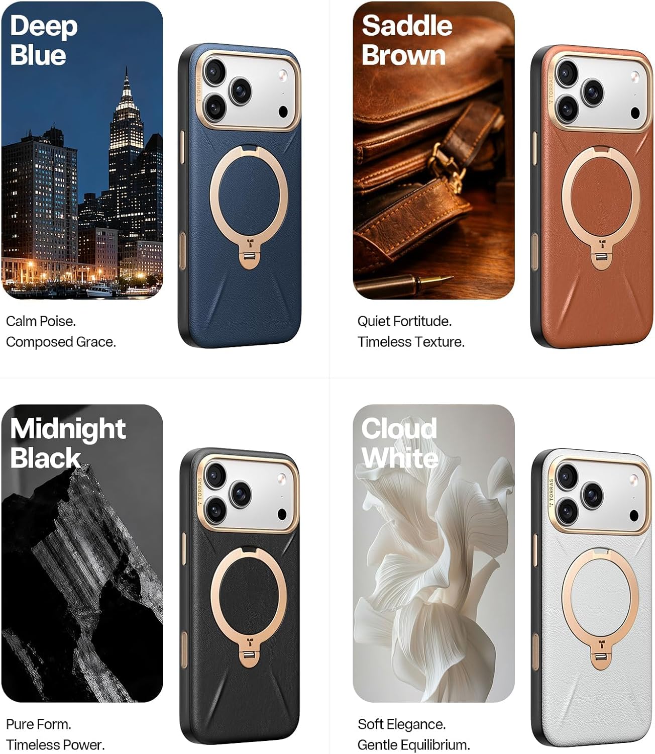 TORRAS Organic Basic Cases Leather iPhone 17 Pro Max Case with Stand, DEMO