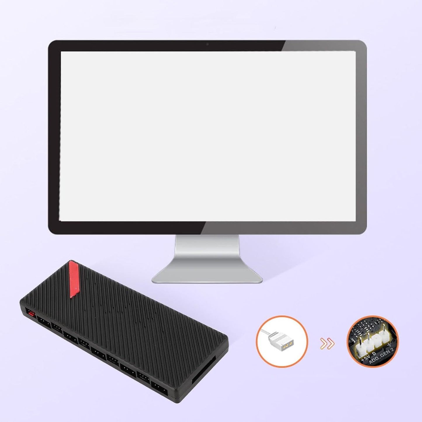 XUMIUZIY 10-Port Internal Components ARGB PC Fan Controller Hub with 4-Pin DEMO