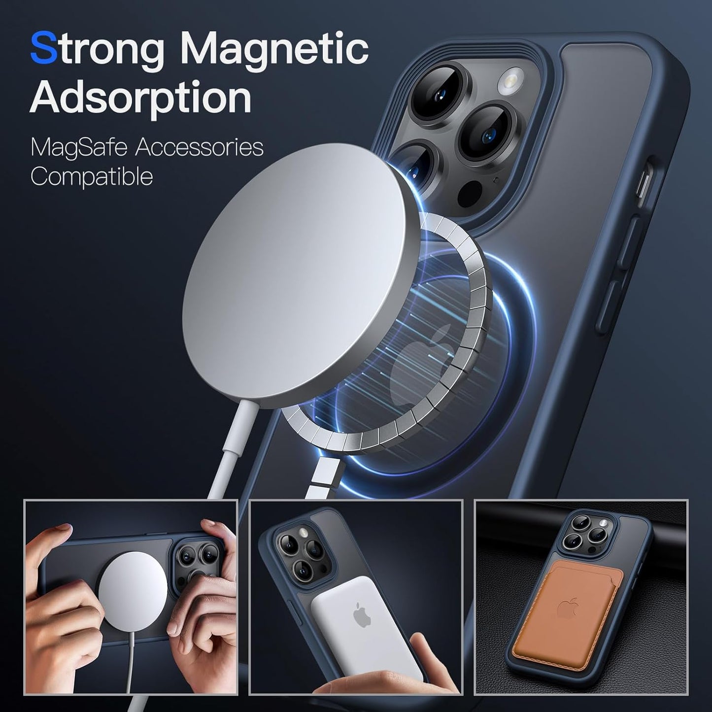 JETech Magnetic Basic Cases Case for iPhone 14 Pro 6.1-Inch Translucent Storm