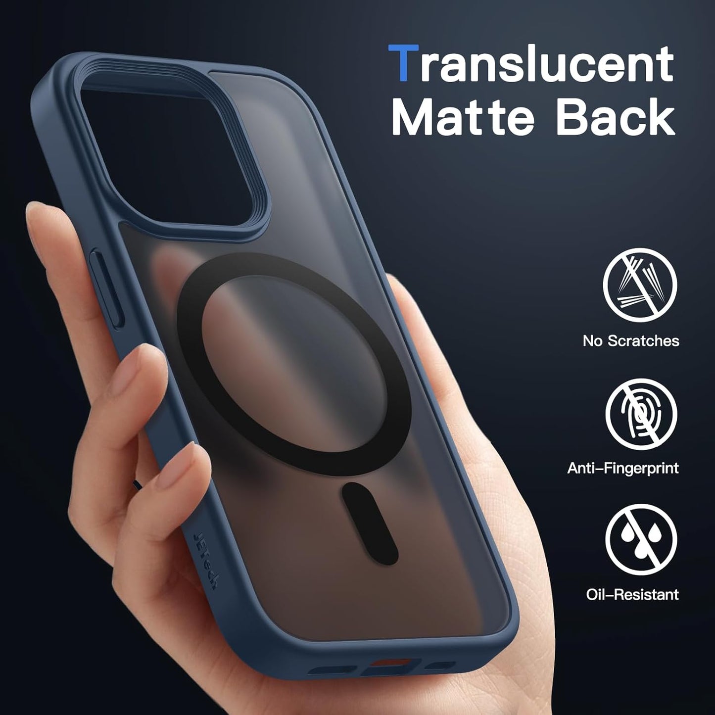 JETech Magnetic Basic Cases Case for iPhone 14 Pro 6.1-Inch Translucent Storm