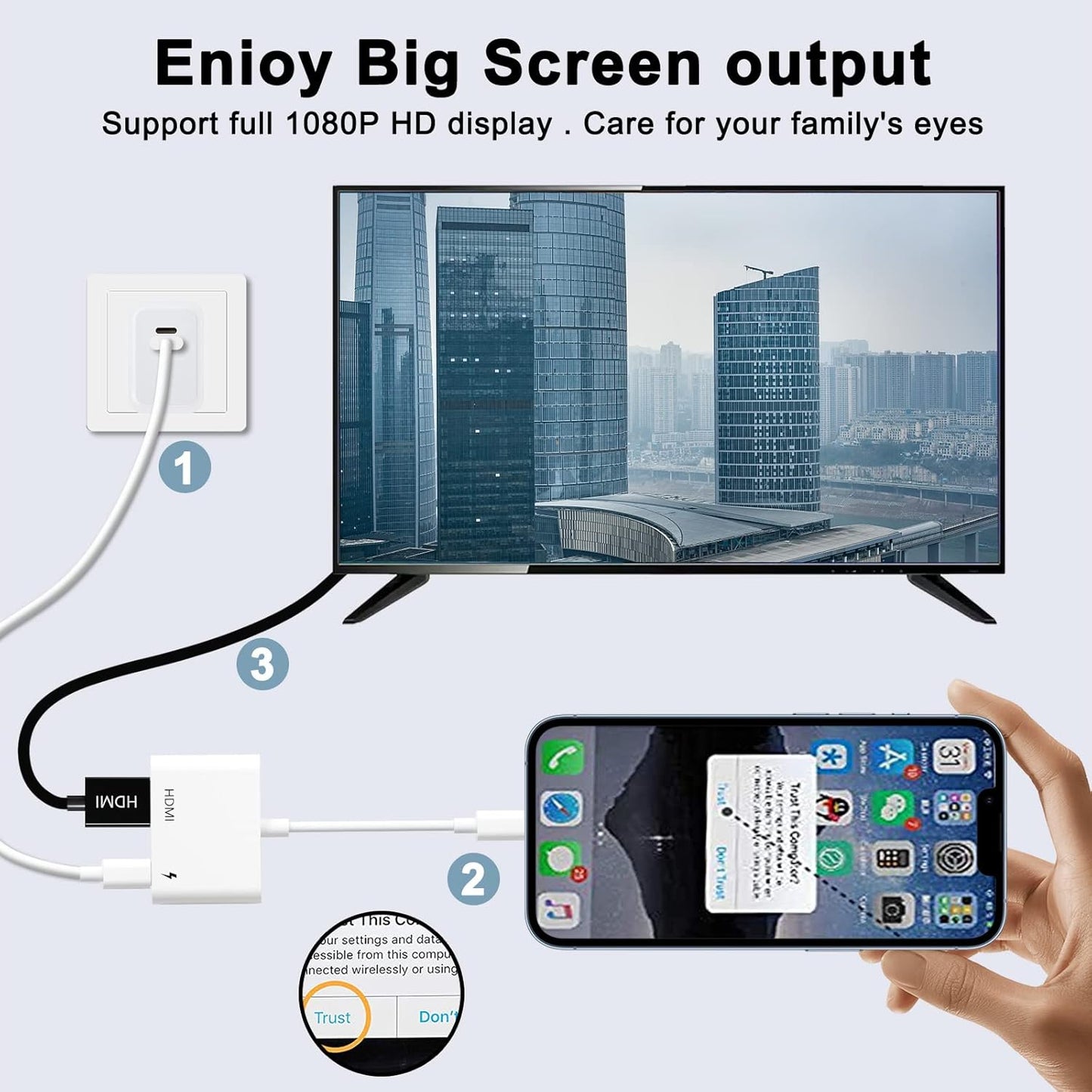 LXJADAP 1080P HDMI Adapter for iPhone Smartphone - Digital AV Connector DEMO