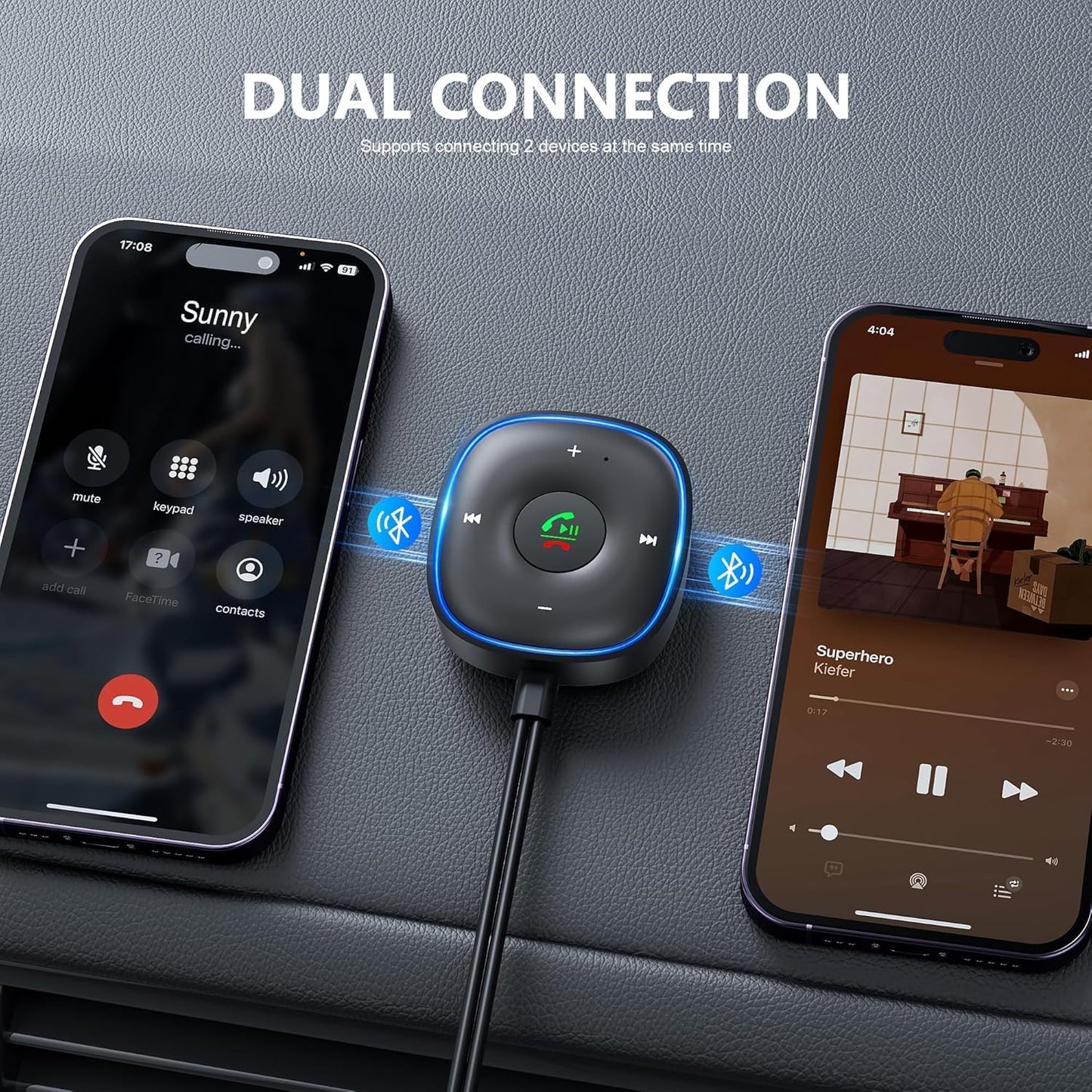 SONRU Bluetooth 5.3 Aux Adapter Wireless Audio Receiver with Mic Noise DEMO