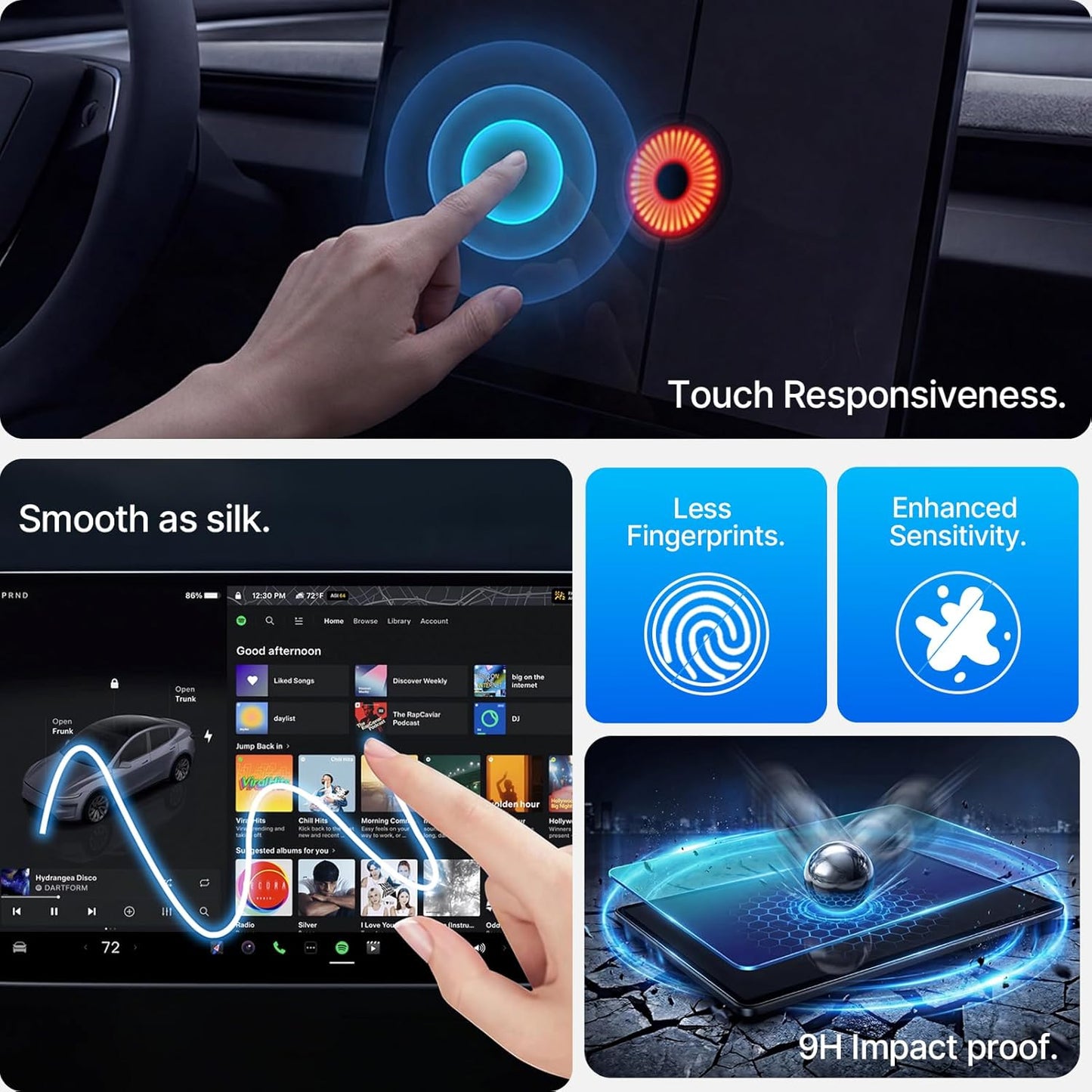 CYBERBEANS Tempered Glass Protector for Tesla Model 3 Highland 2024-2026 DEMO