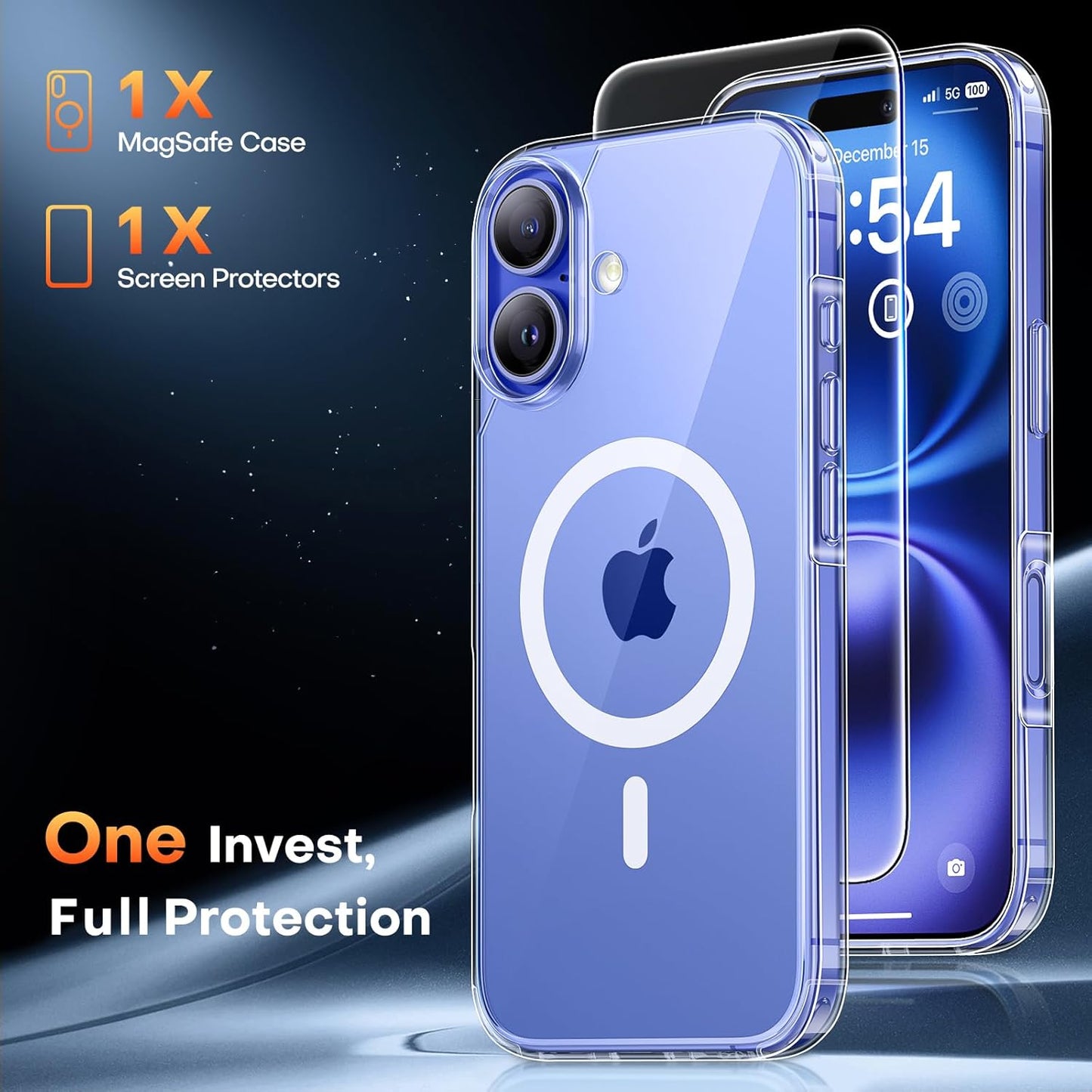 TAURI Clear Basic Cases Magnetic iPhone 16 Case with Screen Protector - DEMO