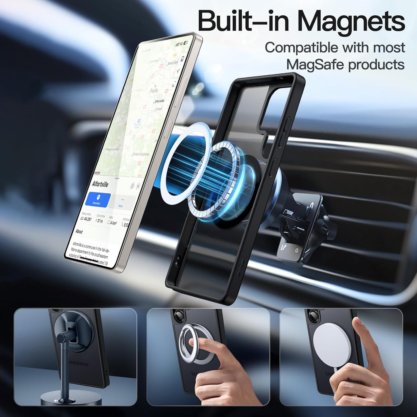 JETech Magnetic Basic Cases Titanium Black Case for Samsung Galaxy S25 DEMO