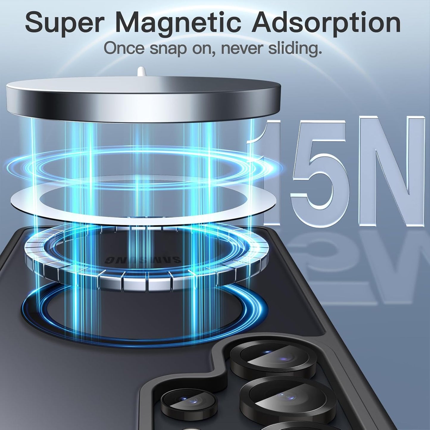 JETech Magnetic Basic Cases Titanium Black Case for Samsung Galaxy S25 DEMO