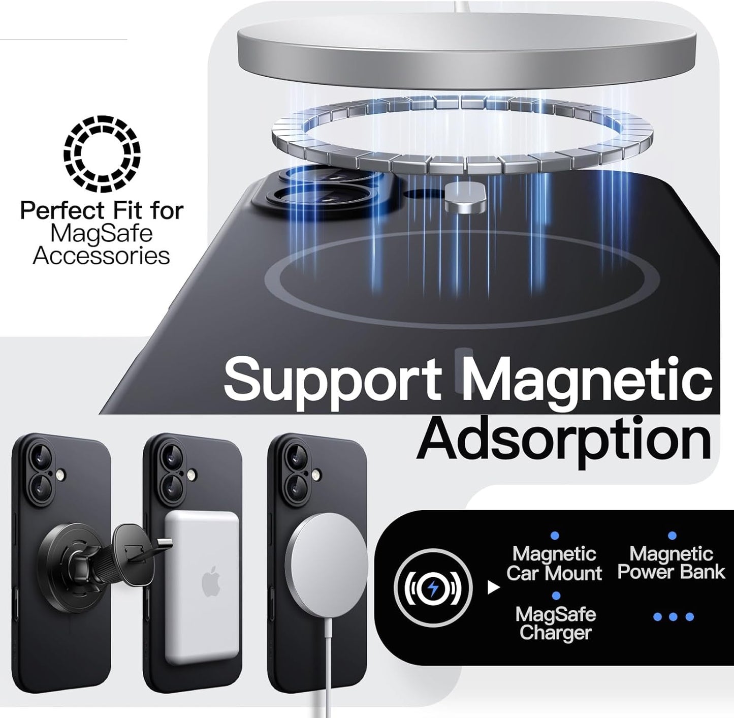 JETech Slim Basic Cases Magnetic Protective Case for iPhone 17 6.3-Inch, DEMO