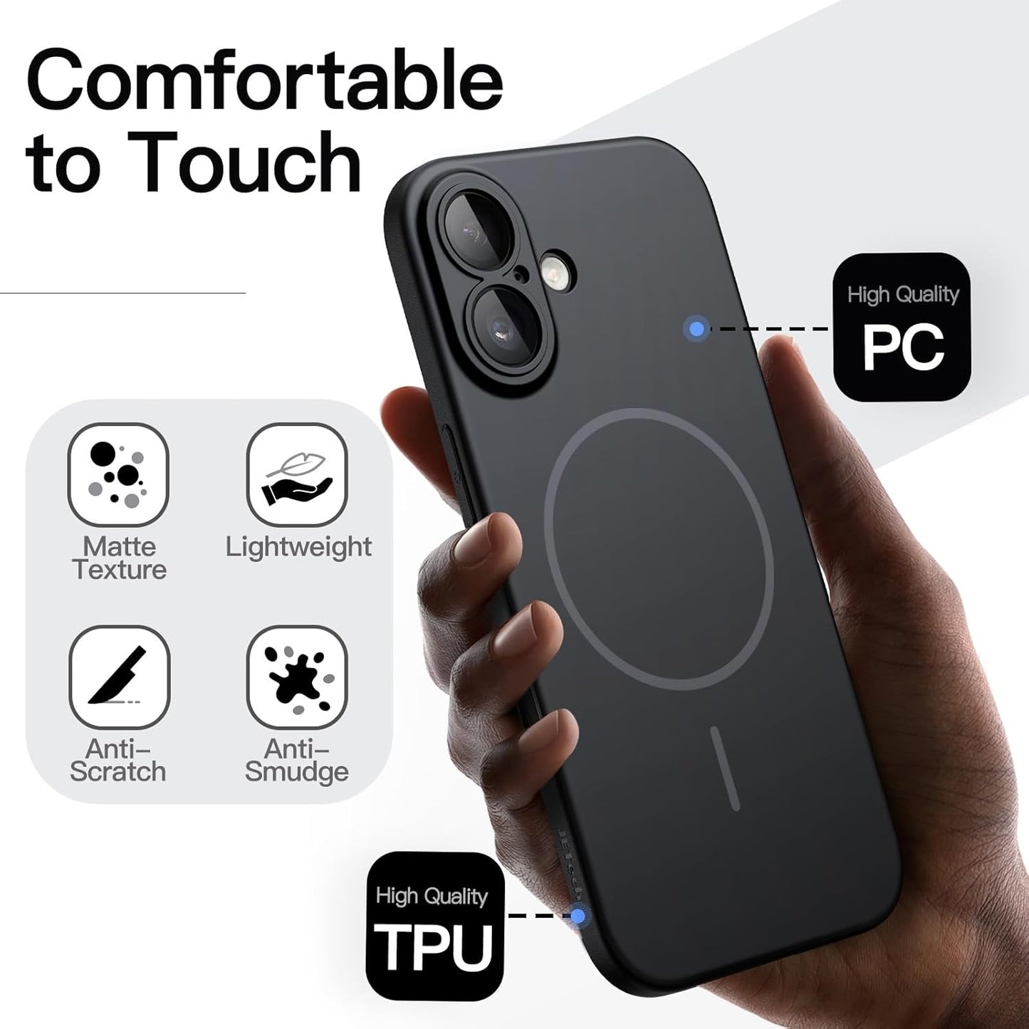 JETech Slim Basic Cases Magnetic Protective Case for iPhone 17 6.3-Inch, DEMO