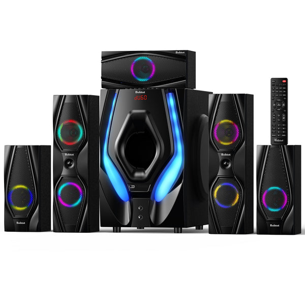Bobtot 1200W 10" Subwoofer 5.1/2.1 Surround Sound Speaker System Black DEMO