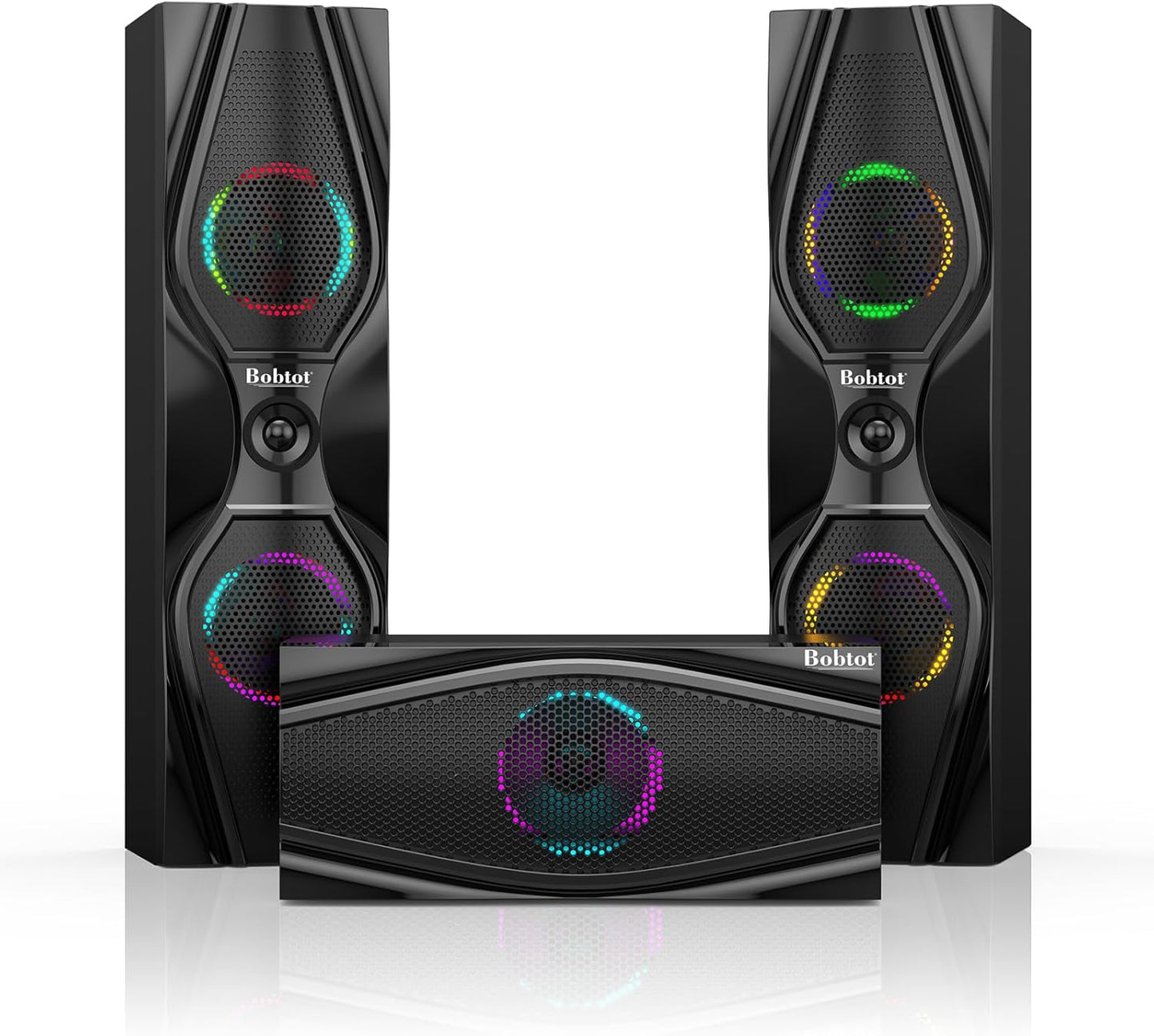 Bobtot 1200W 10" Subwoofer 5.1/2.1 Surround Sound Speaker System Black DEMO