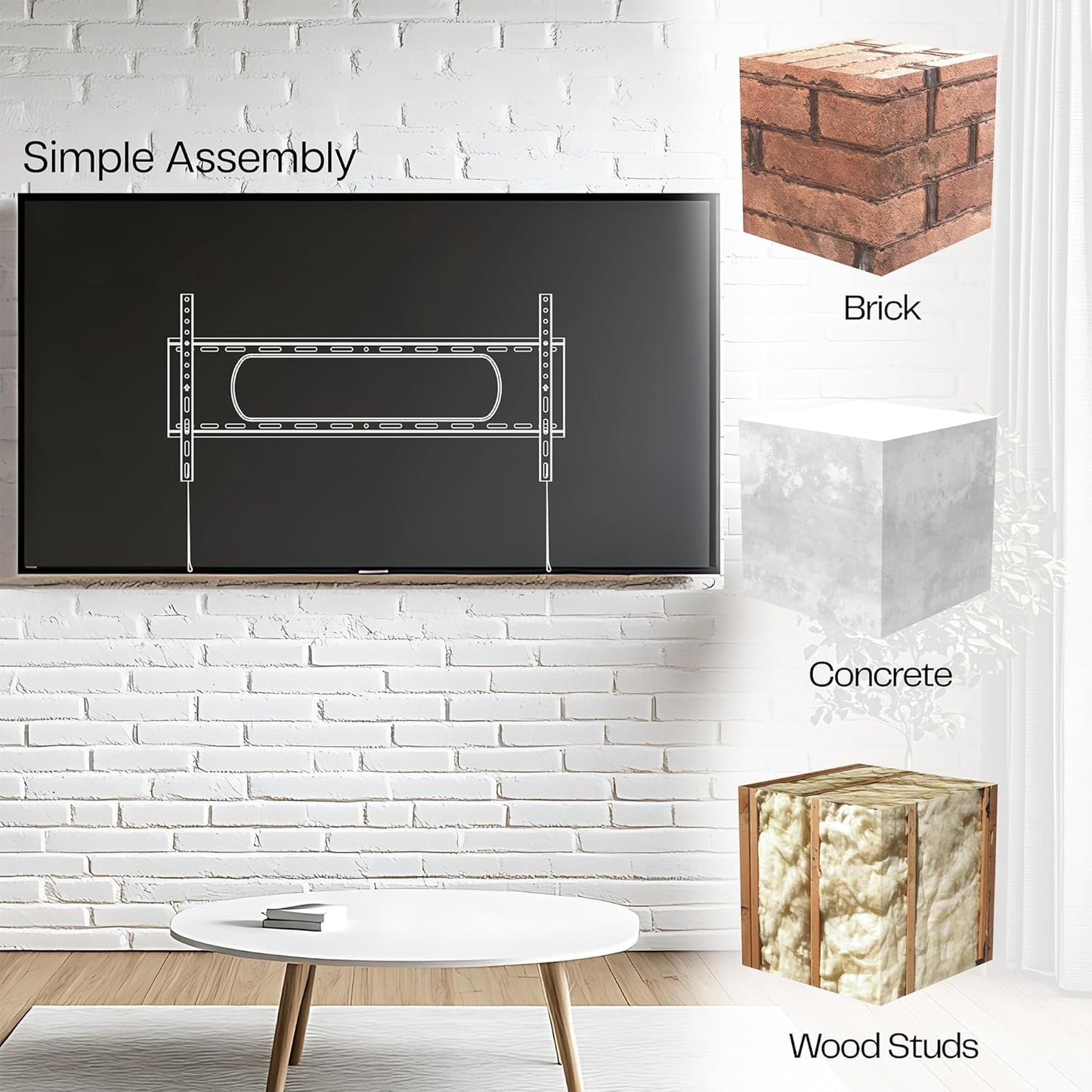 VIVO Heavy Duty TV Wall Mount for 43 to 90 Inch Screens Large Fixed Black NEW