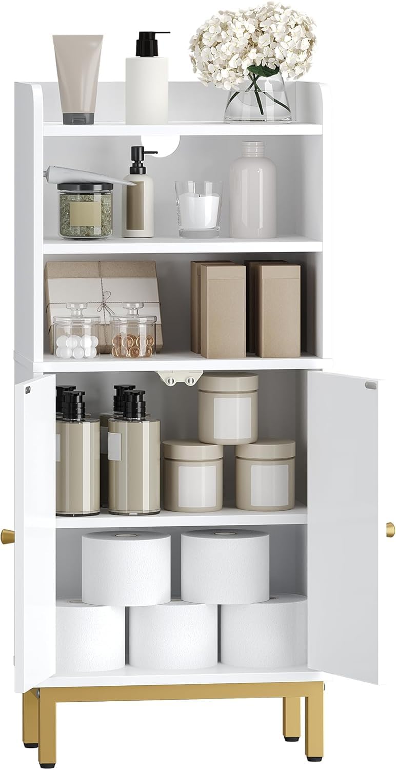 Hzuaneri Bathroom Storage Cabinet White Floor with Shelves Size 7.9" D x DEMO