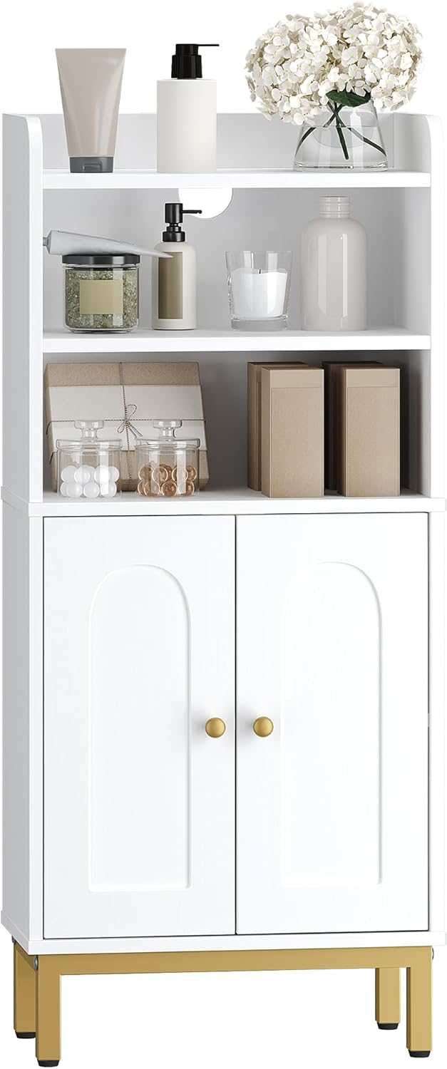 Hzuaneri Bathroom Storage Cabinet White Floor with Shelves Size 7.9" D x DEMO